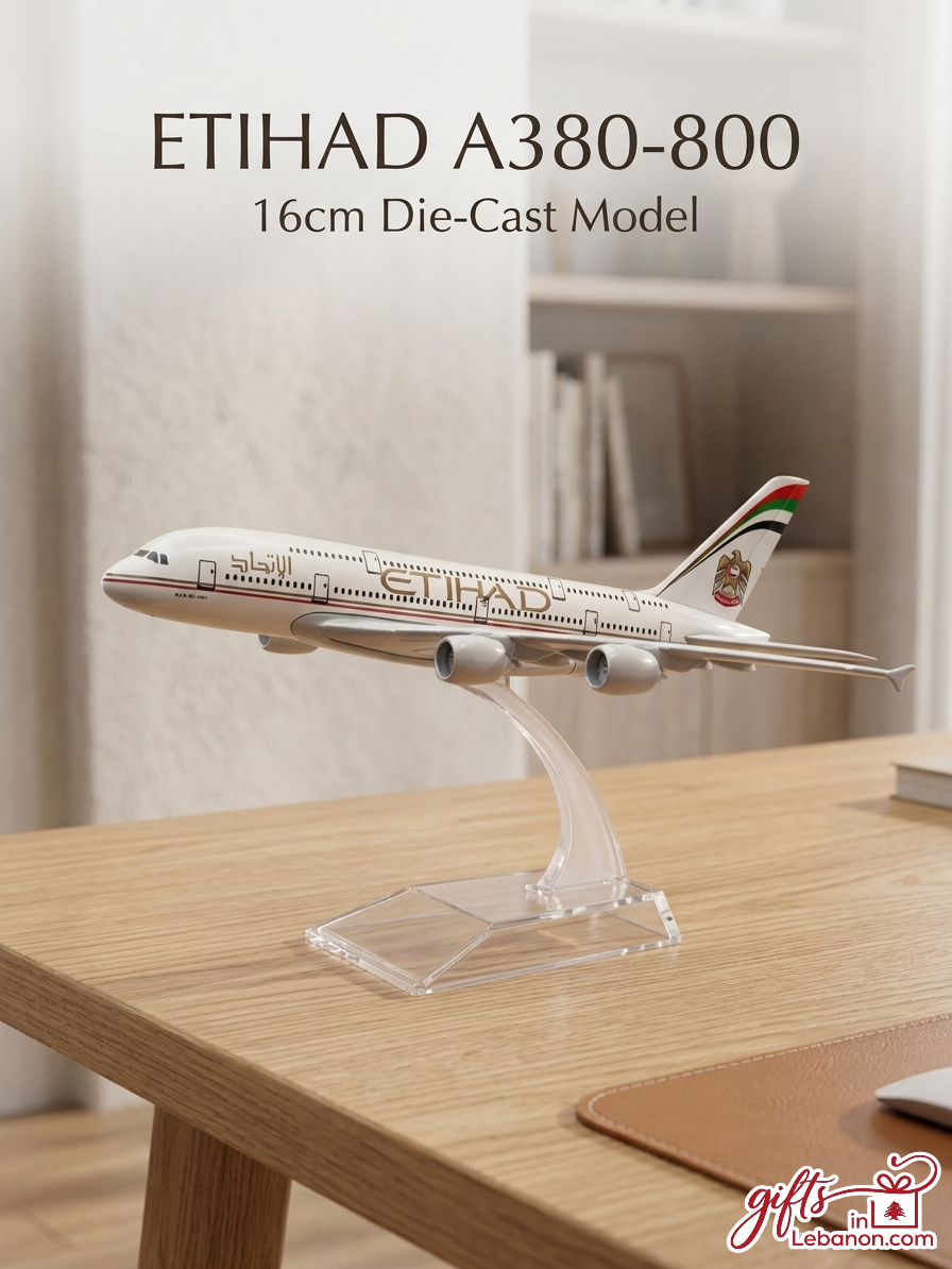 Etihad Airways A380-800 16cm Die-Cast Model Plane on Stand