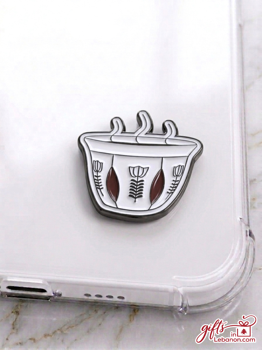 Traditional Lebanese coffee cup enamel sticker on a phone case