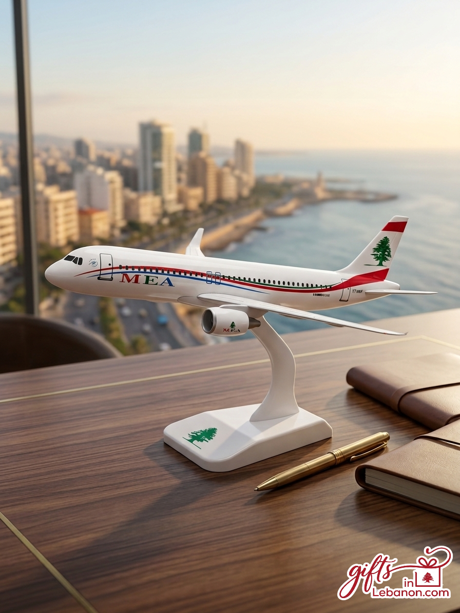 Middle East Airlines 20cm Model Airplane on Desk Overlooking Beirut