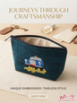 Embroidered teal pouch featuring a vintage blue Beirut service taxi and Arabic calligraphy