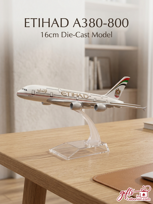 Etihad Airways A380-800 16cm Die-Cast Model Plane on Stand