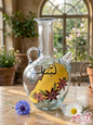 Traditional hand-painted Lebanese glass ibrik water jug with Lebanon map and Arabic calligraphy