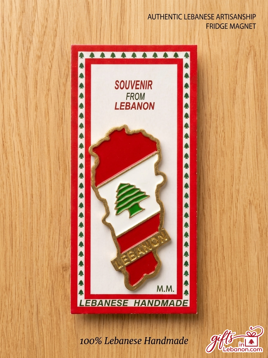 Authentic Handmade Lebanese Map Fridge Magnet with Cedar Tree