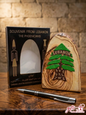 Handcrafted wooden Lebanese Cedar ornament with Phoenician alphabet letters and gift box