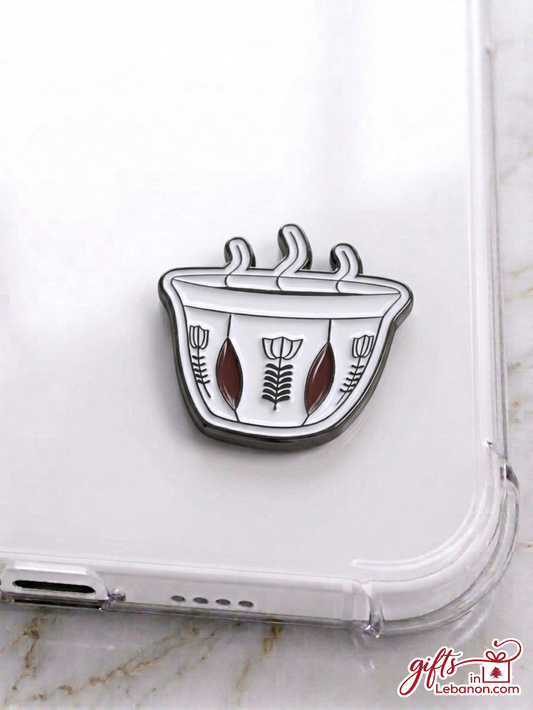Traditional Lebanese coffee cup enamel sticker on a phone case