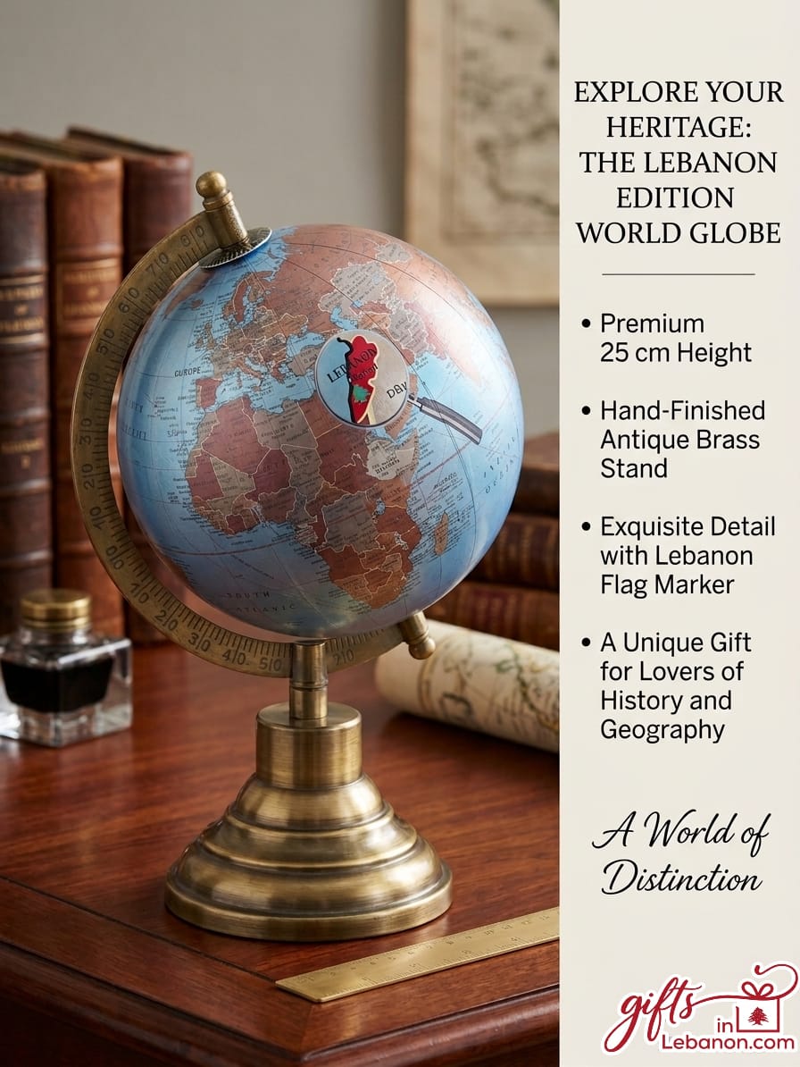 Lebanon Edition Heritage World Globe on Antique Brass Stand