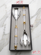 Luxury crystal and gold serving spoon and fork set in a gift box