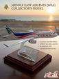 Middle East Airlines MEA collector model airplane on wooden display stand