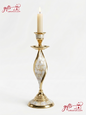 Elegant handcrafted brass and mother of pearl candlestick holder