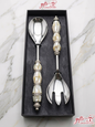 Luxury Mother of Pearl Serving Spoon and Fork Set in Gift Box