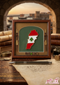 Framed Lebanon map art with Phoenician figures and cedar flag