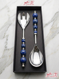 Luxury Royal Blue Beaded Salad Serving Set in Gift Box