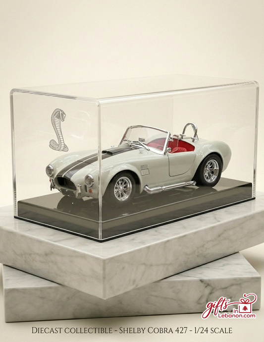Premium 1/24 Scale Shelby Cobra 427 Diecast Car in Acrylic Display Case