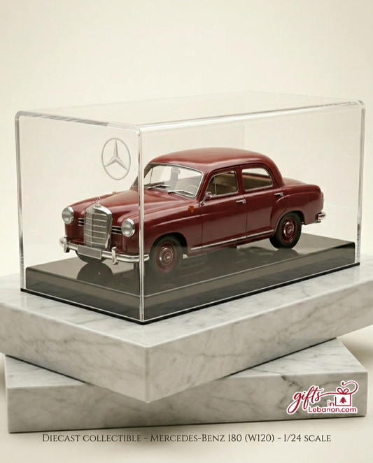 Vintage Mercedes-Benz 180 W120 1/24 Scale Diecast Model in Display Case